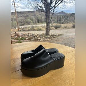 A New Day Black Platform Mule Clogs Chunky Slip On Shoes Size 8.5